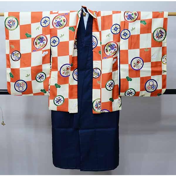 七五三 五歳 男児 羽織・着物・襦袢3点セット 豪華絢爛 金刺繍 綸子地 