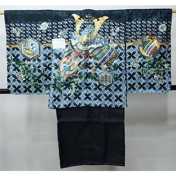 七五三 五歳 男児 羽織・着物・襦袢3点セット L寸 豪華絢爛 綸子地 