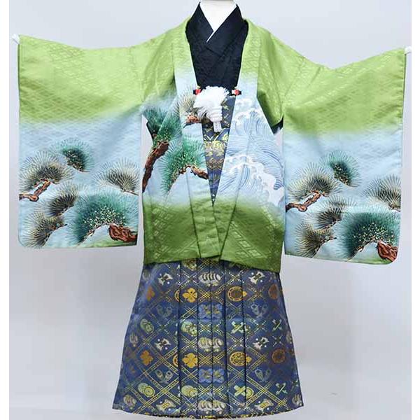 七五三 五歳 男児 羽織袴フルセット M寸 黄緑 兜 袴変更可能 NO37831 七五三 五歳 男児 羽織袴フルセット M寸 黄緑 兜 袴変更可能 NO37831