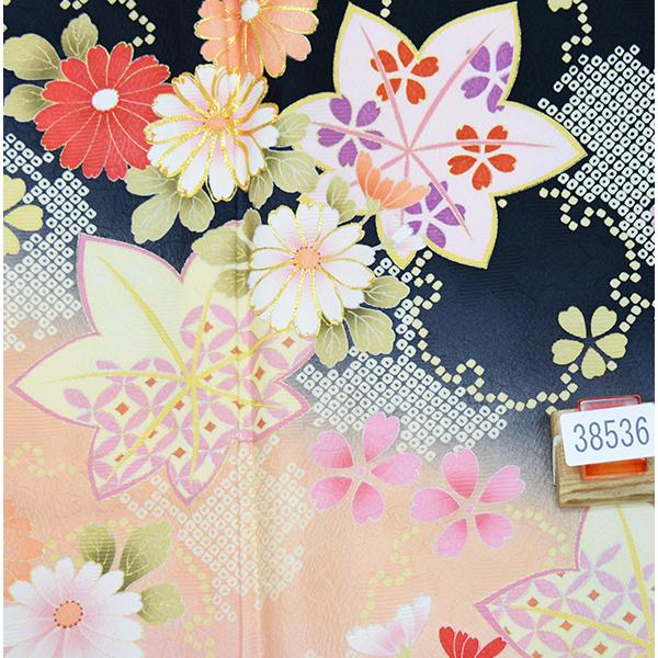 振袖 正絹 着物単品 仕立て上がり 百花繚乱 金駒刺繍 菊 黒地 成人式