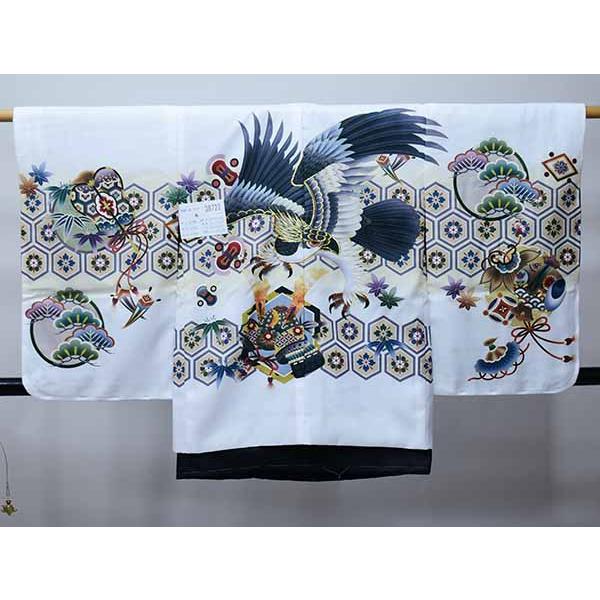 七五三 五歳 男児 羽織・着物・襦袢3点セット 豪華絢爛 金刺繍 M 白地 鷹 七五三 五歳 男児 羽織・着物・襦袢3点セット L寸 金刺繍 豪華絢爛