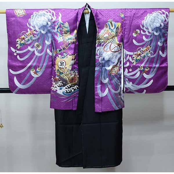 七五三 五歳 男児 羽織・着物・襦袢3点セット L寸 金刺繍 豪華絢爛 