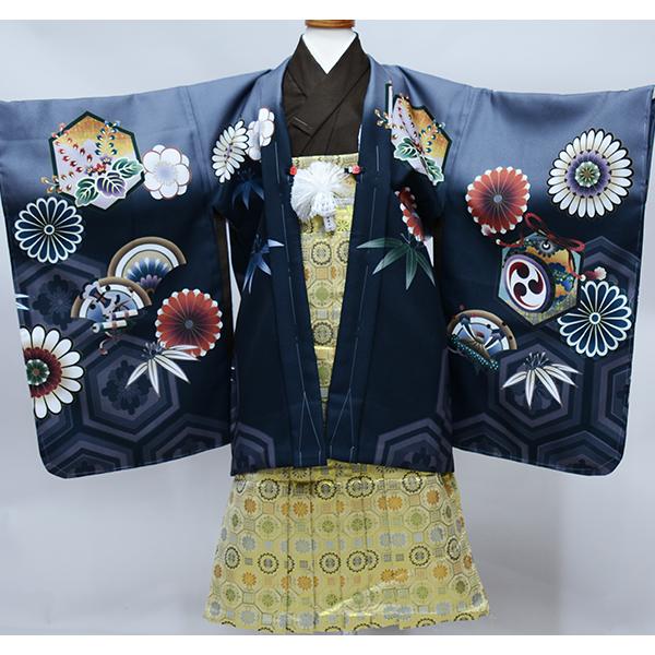 七五三 五歳 男児 羽織袴フルセット 着物 L寸 金刺繍 豪華絢爛 綸子地 