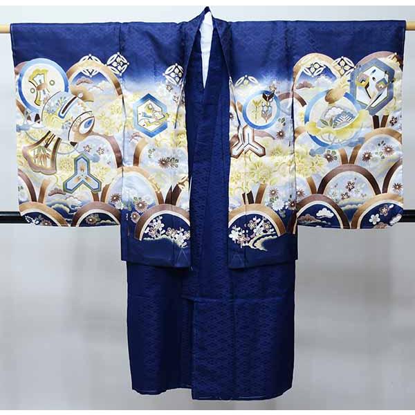 七五三 五歳 男児 羽織・着物・襦袢3点セット L寸 金刺繍 豪華絢爛