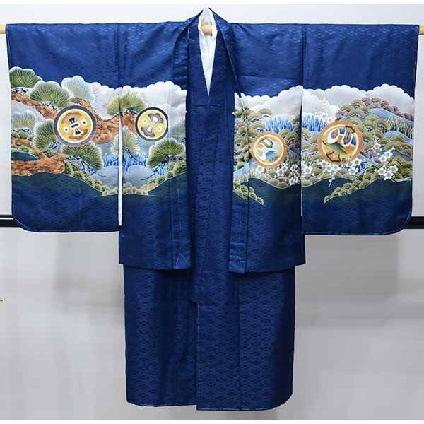 七五三 五歳 男児 羽織・着物・襦袢3点セット 豪華絢爛 金刺繍 黒 宝船