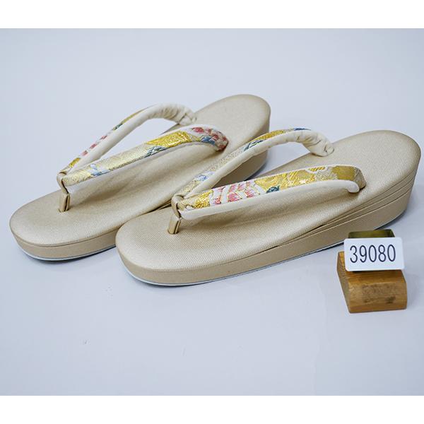 草履バッグセット 正絹 西陣織 帯地 紗織 パールトーン加工 Lサイズ  