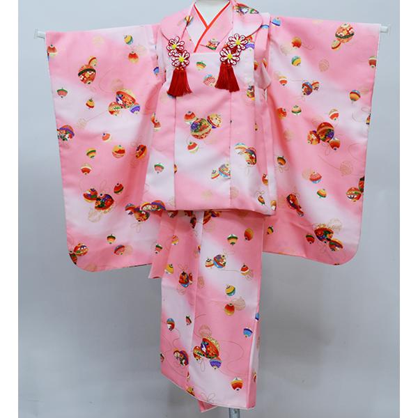 七五三 三歳 女児 被布着物セット ピンク×白色 鞠 3歳 3才 三才 女の子