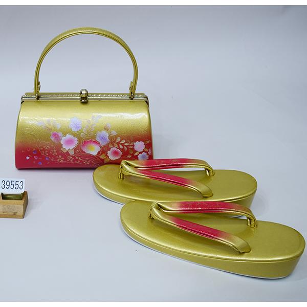 草履バッグセット 合皮螺鈿 フリーサイズ 24cm 適合足サイズ 22.5cm  