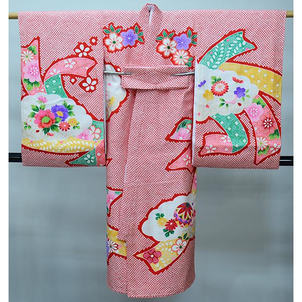 お宮参り産着 女児 女の子 正絹 のしめ 鹿の子柄 赤色 鼓 祝着 初着 豪華絢爛 着物 一つ身 新品（株）安田屋 NO39706_2