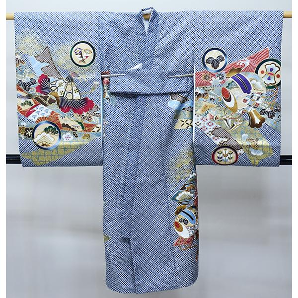 お宮参り 産着 男児 男の子 のしめ 豪華絢爛 合繊 鹿の子 兜 小槌 紺地 祝着 一つ身 新品 (株) 安田屋 NO39728_2