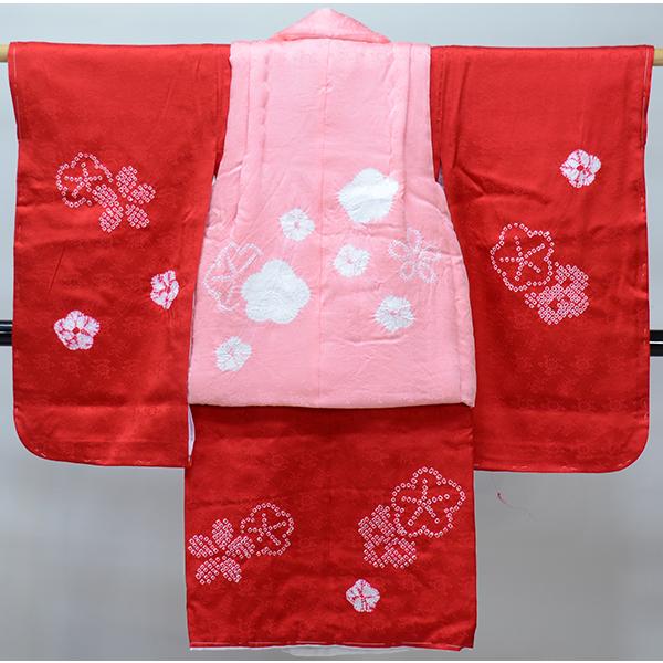 七五三 三歳 女児 被布着物セット 正絹 夢想 絞り 被布に刺繍 ピンク 