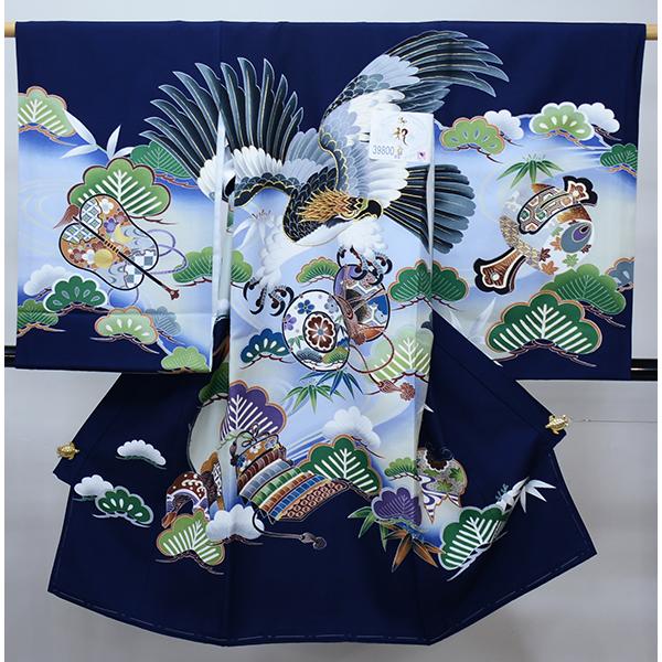 お宮参り 産着 のしめ 男児 正絹 羽二重 豪華絢爛 金刺繍 濃紺地 鷹 祝着 お宮参り 産着 のしめ 男児 男の子 正絹 羽二重 豪華絢爛 金刺繍 濃紺