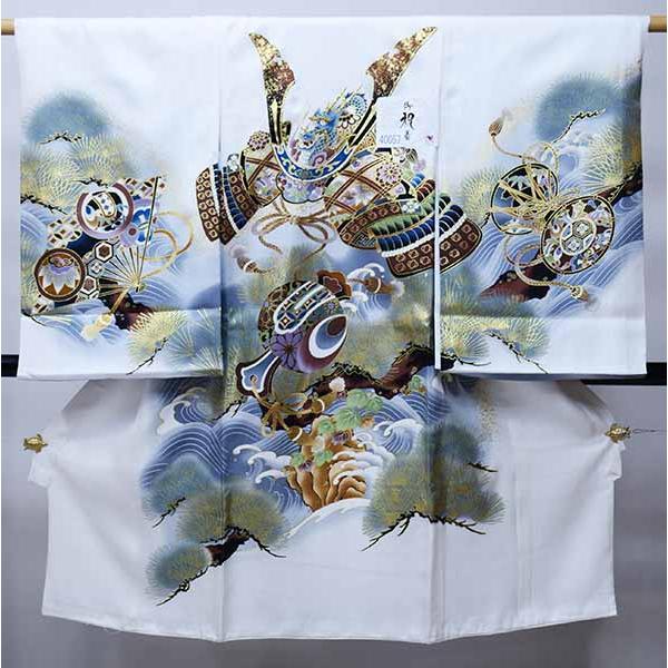 お宮参り 産着 のしめ 男児 男の子 正絹 綸子地 豪華絢爛 金刺繍 白地  