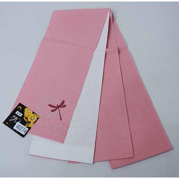 半幅帯 麻帯 浴衣帯 麻100% 本麻 日本製 椿の刺繍入り 山吹色×アイボリー 半幅帯 麻帯 浴衣帯 麻100% 本麻 日本製 とんぼ柄刺繍入り ピンク色×白