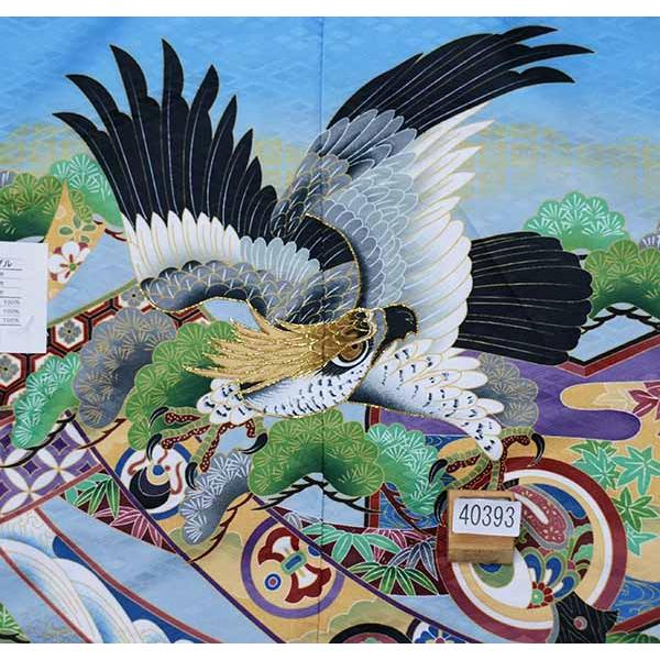 七五三 五歳 男児 着物 羽織袴フルセット 綸子地 金刺繍 縞袴 青地×紺