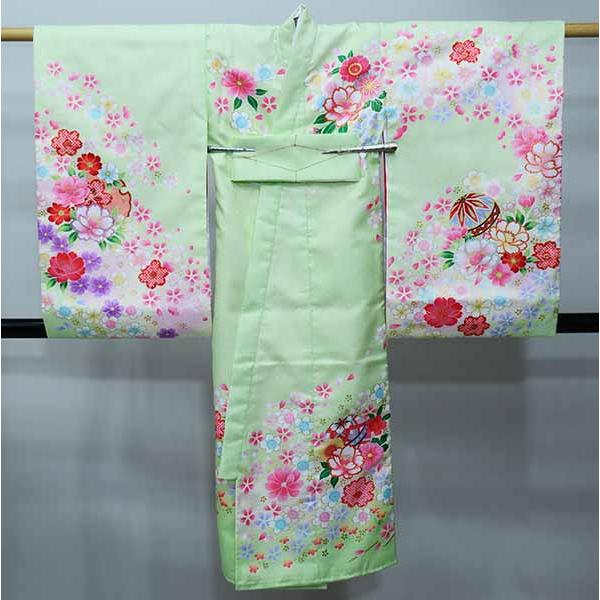 お宮参り 産着 女児 合繊 豪華絢爛 のしめ 金刺繍 綸子地 若草色