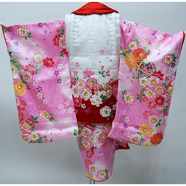 七五三 三歳 女児 被布着物セット 正絹 花うさぎ 百花繚乱 3歳 3才