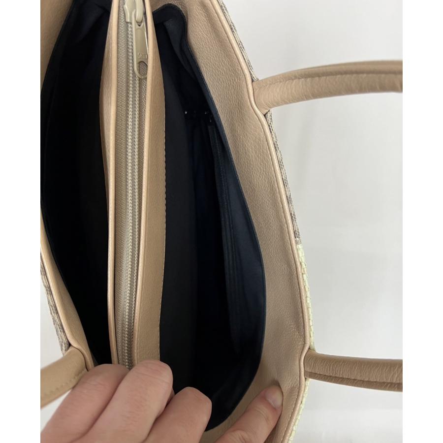 和装用バッグ ベージュ系 和装バッグ ベージュ×白 仕切り ファスナー付き 浴衣 着物 新品（株