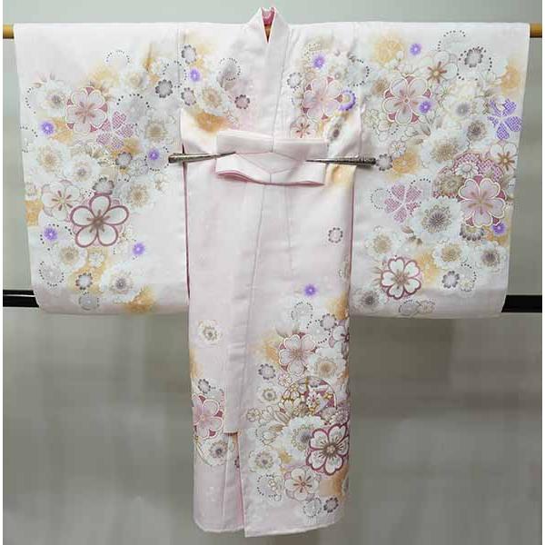 お宮参り 産着 女児 合繊 豪華絢爛 のしめ 金駒縫 綸子地 淡いピンク色 
