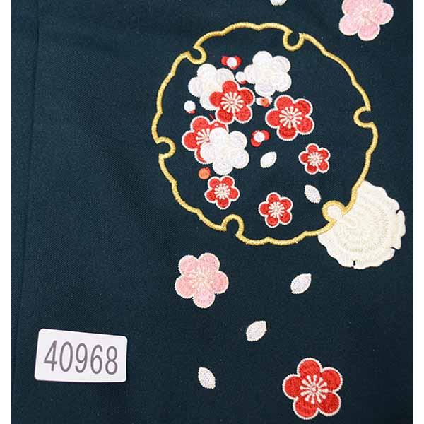 刺繍袴 単品 緑色 女性用 行灯袴 ヘラあり 袴下91cm 95cm M寸 L寸 夢 