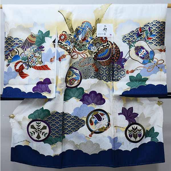 お宮参り 産着 のしめ 男児 男の子 正絹 綸子地 豪華絢爛 金刺繍 白地 
