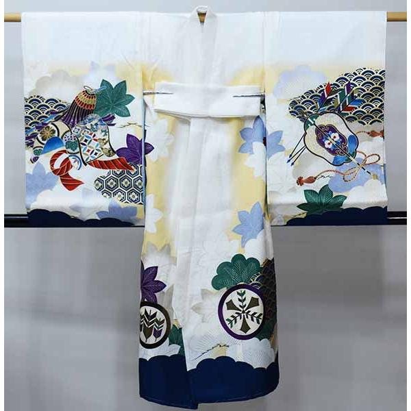 お宮参り 産着 のしめ 男児 男の子 正絹 綸子地 豪華絢爛 金刺繍 白地 