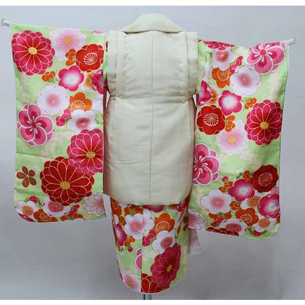 七五三 三歳 女児 被布着物フルセット 被布に刺繍入り 伊達襟付き 黄