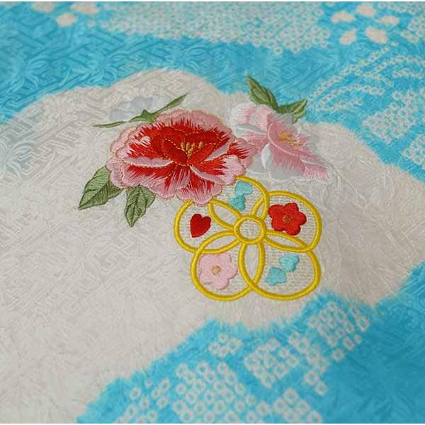お宮参り 産着 女児 正絹 のしめ 着物 高級 綸子地 絞り 総刺繍 鈴 