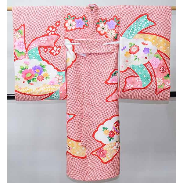 お宮参り 産着 女児 正絹 のしめ 着物 総絞り 赤地 鞠 女の子 祝着 一つ身 掛け着 初着 新品（株）安田屋 NO41785_2