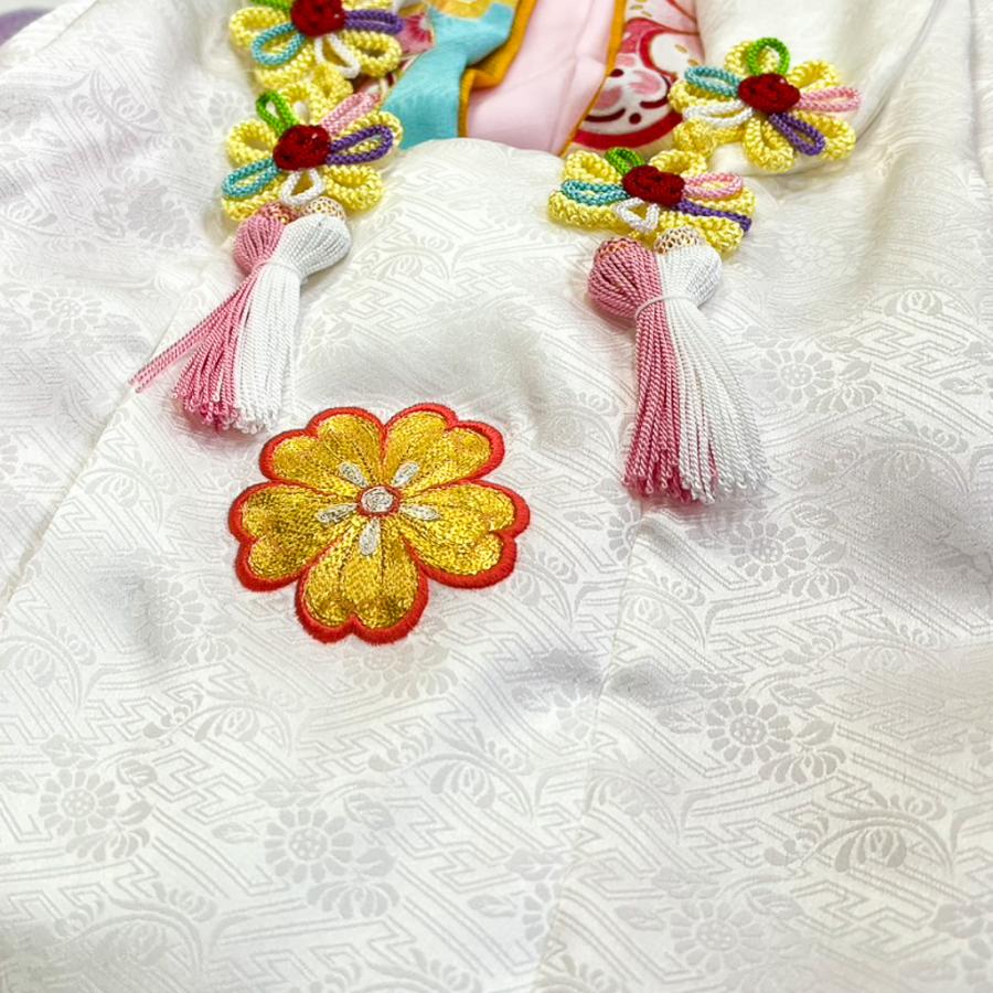 七五三 三歳 女児 被布着物フルセット 正絹 日本製 被布に刺繍