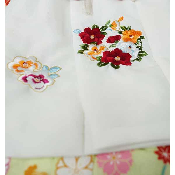 七五三 三歳 女児 被布着物フルセット 被布に刺繍入り 伊達襟付き 若草