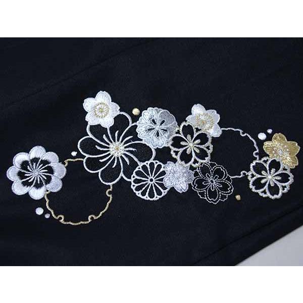 刺繍袴 雪輪と桜 単品 女性用 行灯袴 袴丈87 91 95cm 黒色 ヘラあり 袴 刺繍袴 雪輪と桜 単品 女性用 行灯袴 袴丈87cm 91cm 95cm S M L