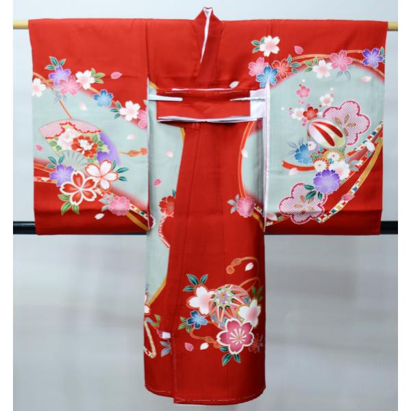 お宮参り 産着 のしめ 女児 女の子 正絹 羽二重 赤色 金駒刺繍 牡丹