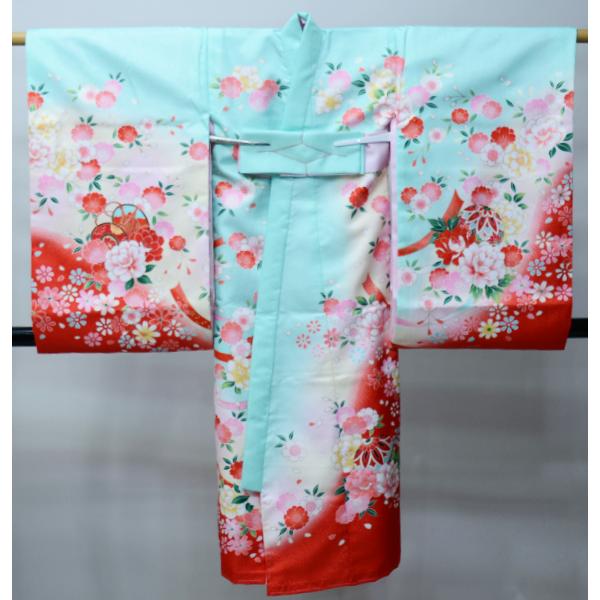 お宮参り 産着 女児 合繊 豪華絢爛 のしめ 金刺繍 綸子地 ミント