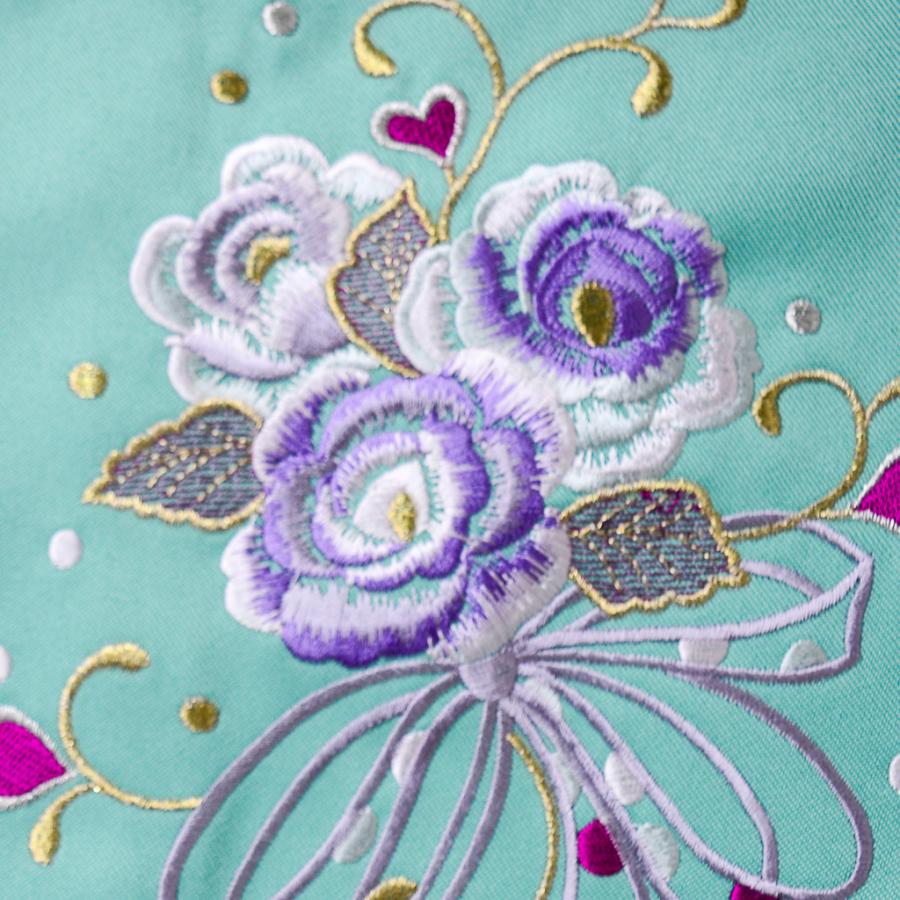 袴 単品 刺繍袴 女性用 行灯袴 ヘラあり エメラルドグリーン 袴下87cm 
