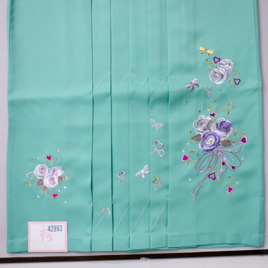 袴 単品 刺繍袴 女性用 行灯袴 ヘラあり エメラルドグリーン 袴下87cm
