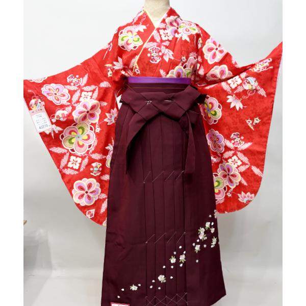 二尺袖 着物袴フルセット ジュニア用へ直し 135〜150cm 朱赤色 仕立て