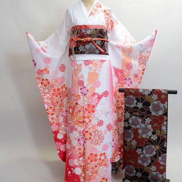 振袖着物・帯・襦袢・重衿4点セット 仕立て上がり 絵羽柄 H・Lアッシュ 