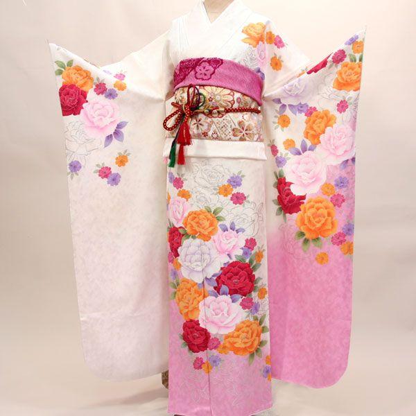 株）安田屋☆新品正絹振袖着物☆仕立て上がり☆京友禅☆百花