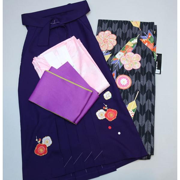 二尺袖 着物袴フルセット From KYOTO 刺繍袴 着物丈はショート丈 新品 