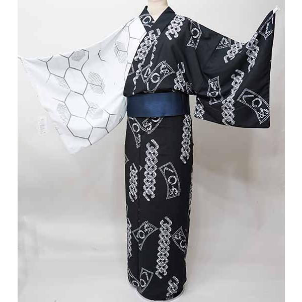 浴衣 単品 仕立て上がり 男性用 半身仕立て CooPass ポリエステル100