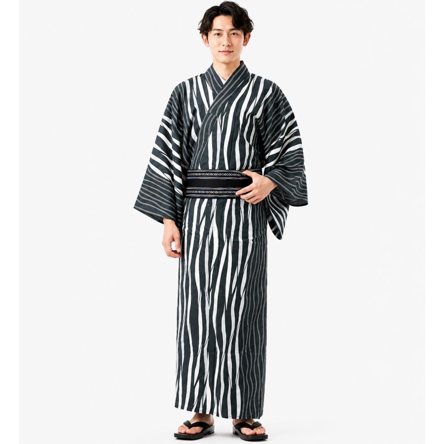 浴衣 単品 男性用 仕立て上がり Mサイズ 綿100％ チャコールグレー
