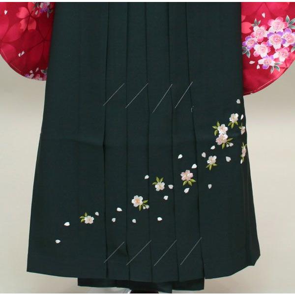 刺繍袴 単品 女性用 行灯袴 ヘラあり 濃緑地 袴下91cm 適合身長153 