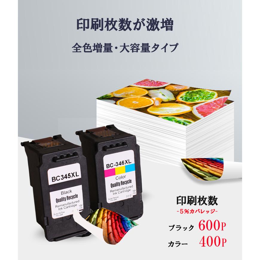 キャノンインク bc-345XL x2セット + bc-346XL キャノンプリンター 再生インク bc-345 bc-346 大容量 345 346 キャノン リサイクルインク｜yasuichi｜02