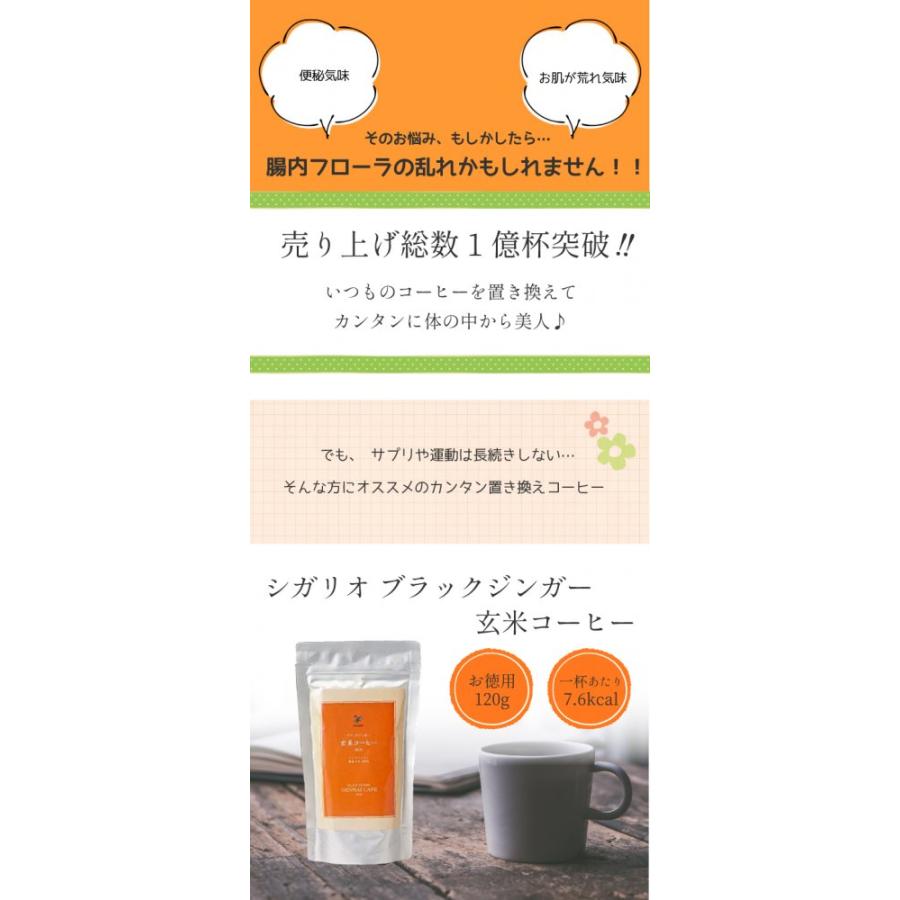 シガリオ ブラックジンガー 玄米コーヒー お徳用 120g×3袋セット