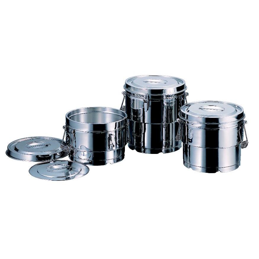 18-8 保温二重汁食缶 クリップ無 6L【燕三条産】 昭和レトロ 給食 業務