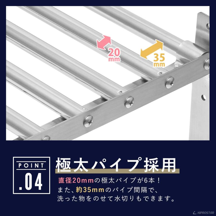 業務用 水切棚 パイプ棚 壁 収納棚 ステンレス 幅1800mm PRO