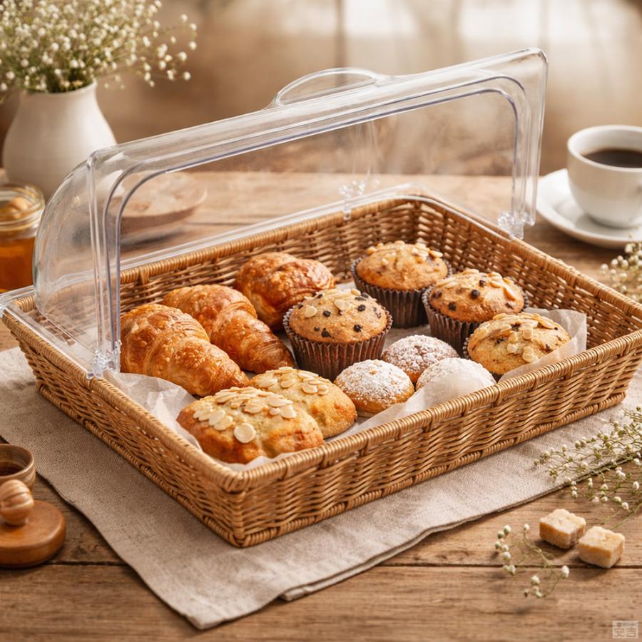 ベーカリーバスケット 籐バスケット カバー付き ディスプレイ かご