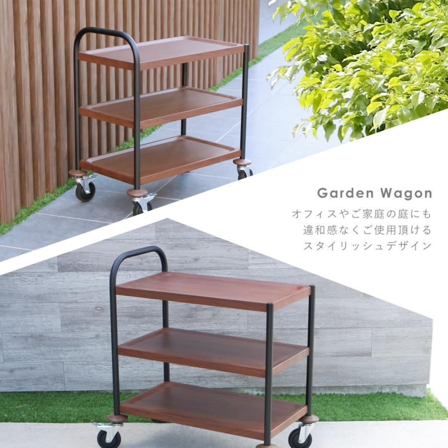 キッチンワゴン キャスター付き ラック カート 棚 収納 黒脚 木目調 