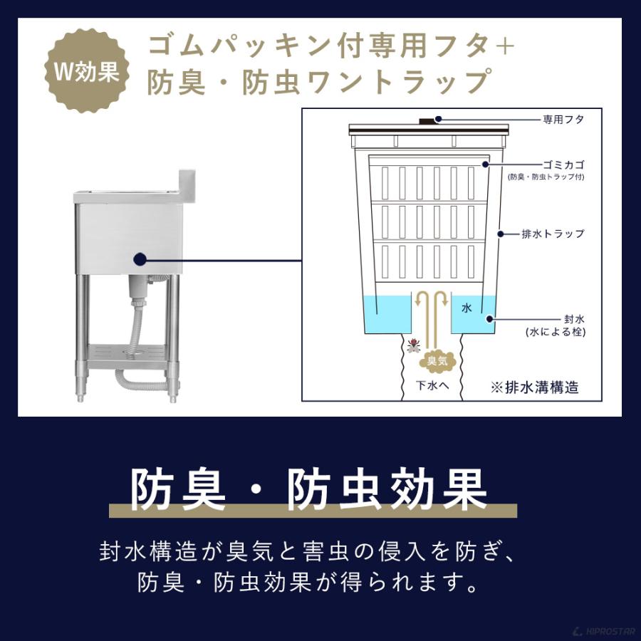 業務用 シンク 1槽 ステンレス 流し台 900×450×高さ800 900-450